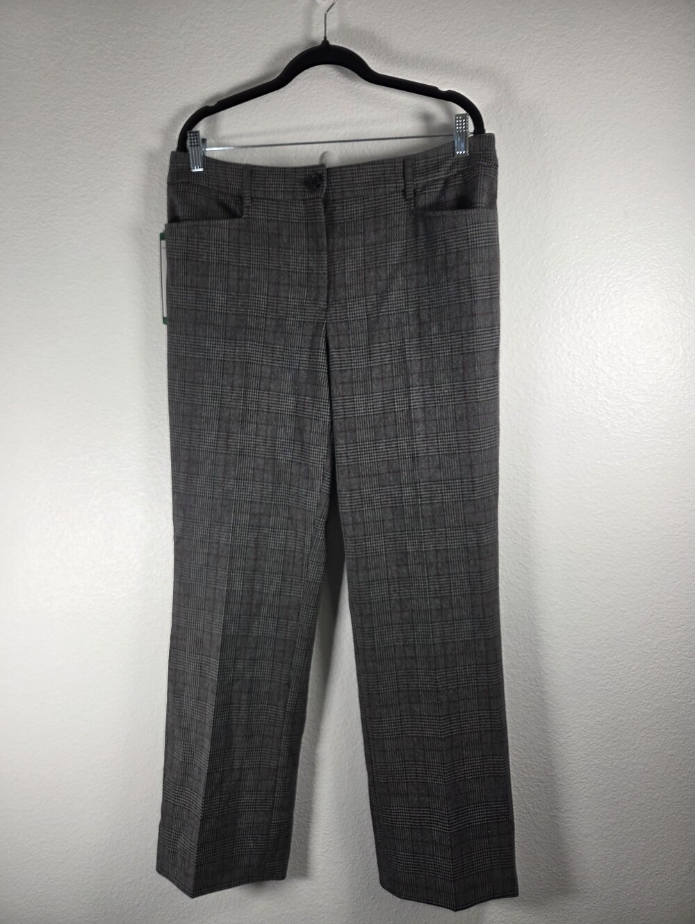 Hilary Radley Gray Plaid Women's Size 12 Trousers With Red Line